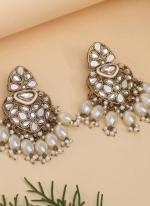   Festival Wear  White Color Kundan Earrings